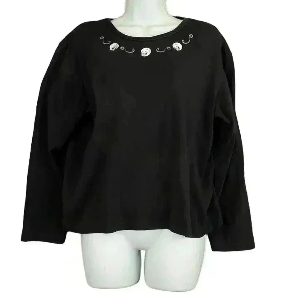 VTG Tweety Bird Long Sleeve T-Shirt XL Monochrome 90s Y2K Black